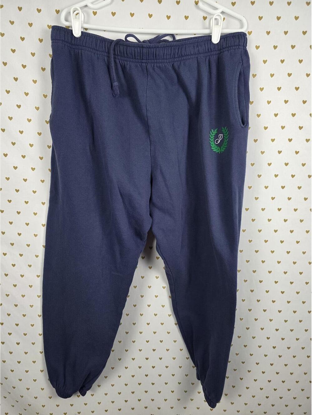 PINK Victoria's Secret Navy Track Pants with Green Logo